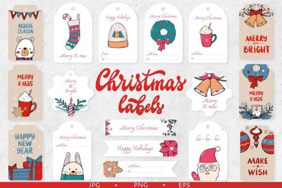 24 CHRISTMAS Labels and Tags EPS PNG JPG Review