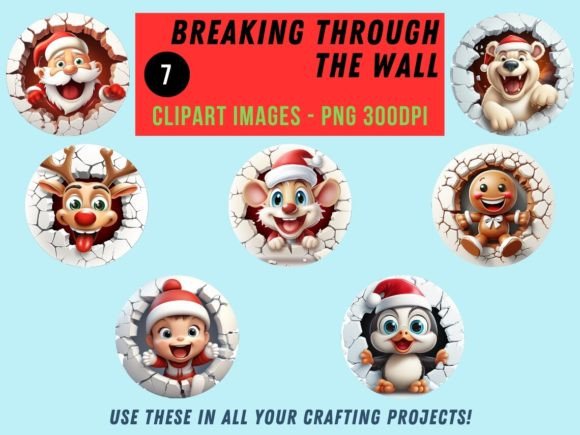 3D Christmas Break Through Ornaments for Illustrations