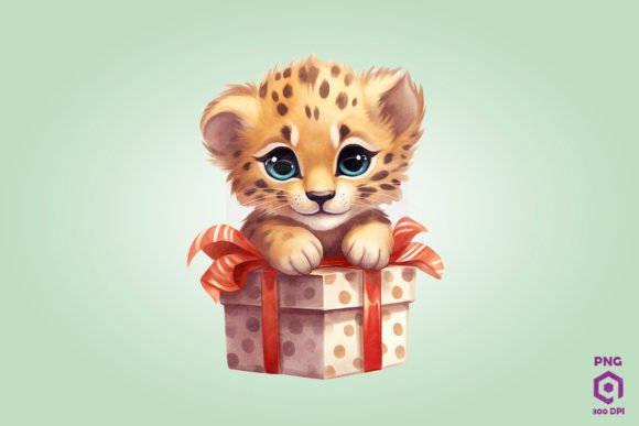 Cheetah Christmas Gift Box Illustrations for Modern Publishing