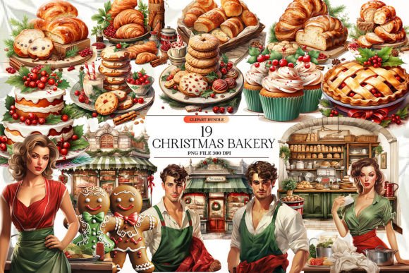 Christmas Bakery Clipart Bundle for Illustrations and Crafts