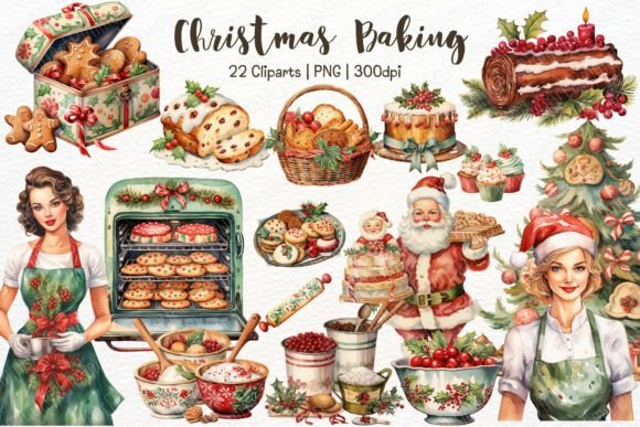 Christmas Bakery Watercolor Clipart PNG Review