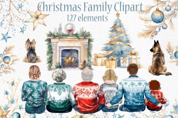 Christmas Family Clipart Big Family Png Illustrations Review