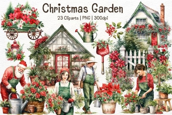 Christmas Garden Watercolor Sublimation for Illustrations