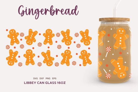 Christmas Gingerbread Can Glass 16oz SVG for Seasonal Illustrations