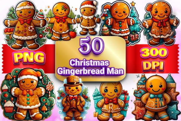 Christmas Gingerbread Man Clipart Bundle for Modern Illustrations
