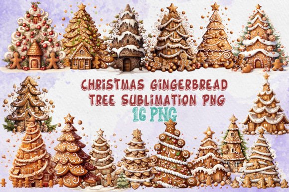 Christmas Gingerbread Tree Clipart for Modern Illustrations