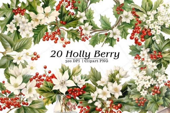 Christmas Holly Berry Watercolor Clipart Review