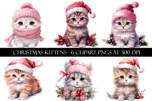 Christmas Kitten Clipart: Premium Illustrations for Modern Publishing