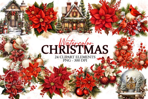Christmas Ornaments Flower Globe Clipart for Modern Illustrations