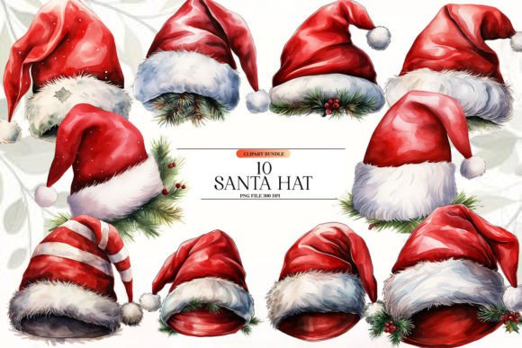 Christmas Santa Hat Clipart for Festive Illustrations