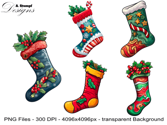 Christmas Sock Clip Art for Modern Illustrations
