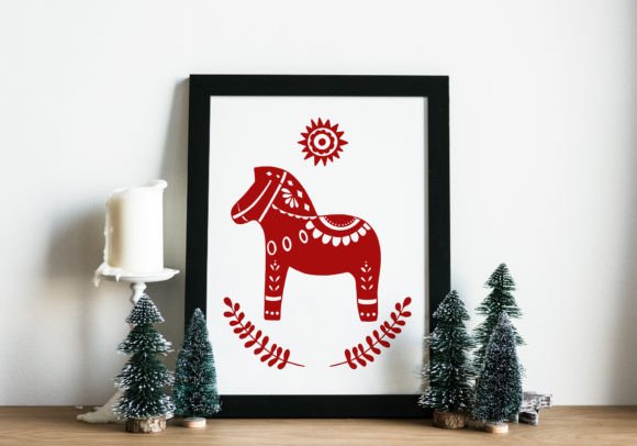 Christmas Wall Decor, Red Dala Horse: A Designer's Review of Festive Illustrations