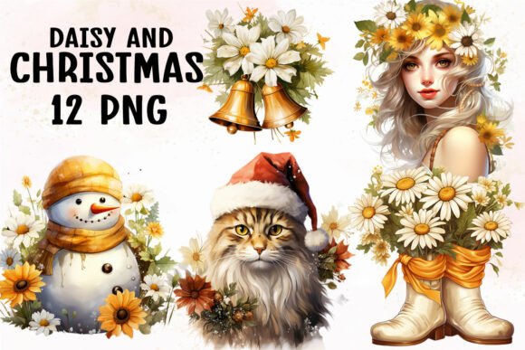 Daisy and Christmas Clipart for Seasonal Illustrations