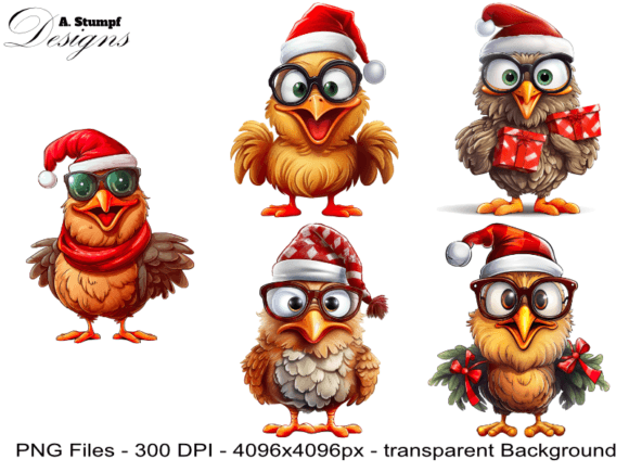 Funny Christmas Chicken Clip Art for Seasonal Illustrations