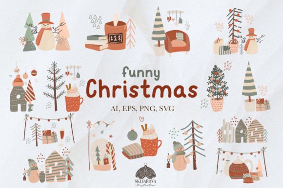 Funny Christmas Clipart SVG PNG EPS for Brand Illustrations