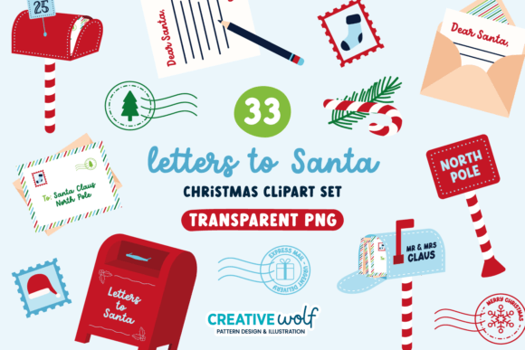 Letters to Santa Blue Christmas Clipart Review