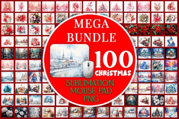 Mega Christmas Sublimation Mouse Pad PNG for Illustrations