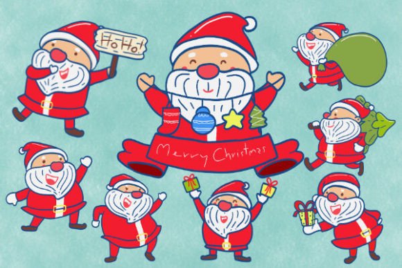 Santa Claus Spreads Happiness at Christmas Illustrations