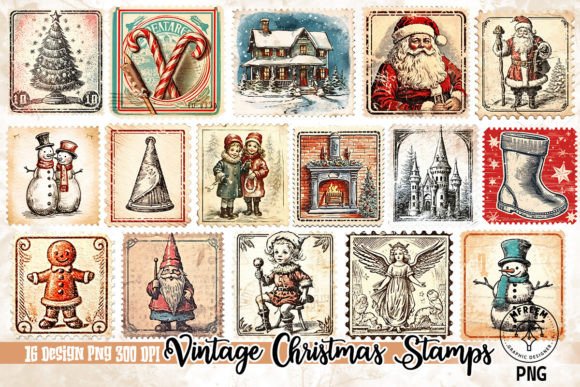 Vintage Christmas Stamps Clipart PNG: A Designer's Review of Seasonal Illustrations